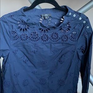 J crew navy eyelet top size 0